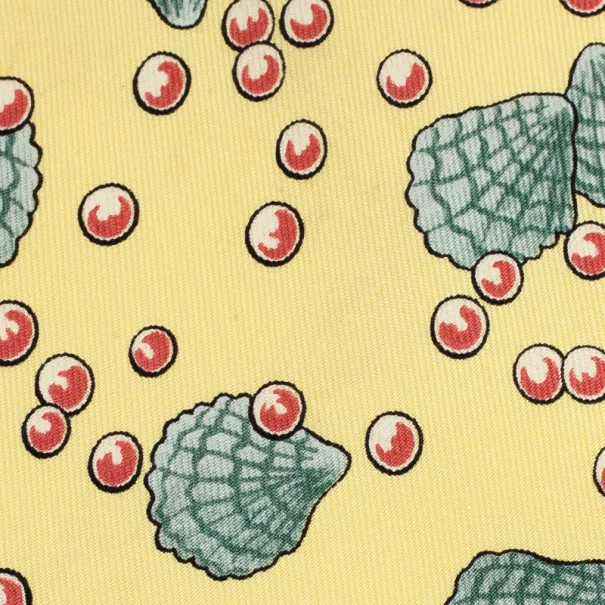 Hermes Yellow Shell And Pearl Print Tie For Men 4 Hermes Yellow Shell And Pearl Print Tie For Men - Image 2