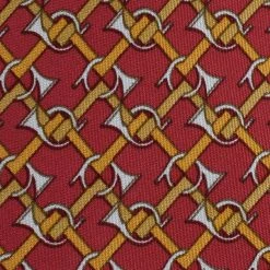 Hermes Red Trumpet Horns Print Silk Tie For Men -Deals Hermes Store luxury men hermes used accessories p13265 003