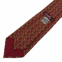 Hermes Red Trumpet Horns Print Silk Tie For Men -Deals Hermes Store luxury men hermes used accessories p13265 004