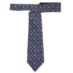 Hermes Blue Butterfly And Floral Print Silk Tie For Men -Deals Hermes Store luxury men hermes used accessories p13268 003