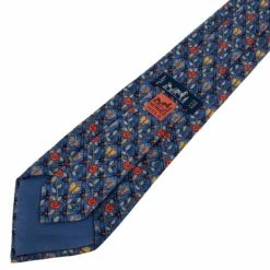 Hermes Blue Butterfly And Floral Print Silk Tie For Men -Deals Hermes Store luxury men hermes used accessories p13268 004