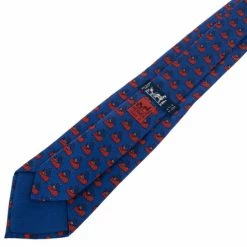 Hermes Blue Fishing Trawler Ships Boats Print Silk Tie For Men -Deals Hermes Store luxury men hermes used accessories p13270 004