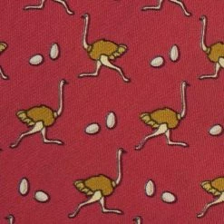 Hermes Red Ostrich And Egg Print Silk Tie For Men -Deals Hermes Store luxury men hermes used accessories p13272 0002