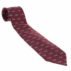 Hermes Red Duck Print Vintage Silk Tie For Men