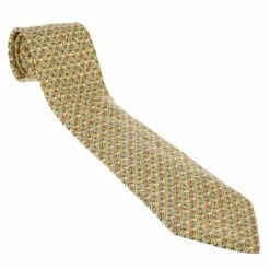 Hermes Yellow Floral Print Silk Tie For Men