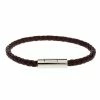 Hermes Goliath Burgundy Braided Leather Palladium Plated Bracelet For Men -Deals Hermes Store luxury men hermes used accessories p135066 001