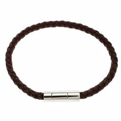 Hermes Goliath Burgundy Braided Leather Palladium Plated Bracelet For Men -Deals Hermes Store luxury men hermes used accessories p135066 004