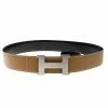 Hermes Brown/Black Swift And Box Calf Leather Constance 2 Buckle Belt 110cm For Men -Deals Hermes Store luxury men hermes used accessories p135753 001