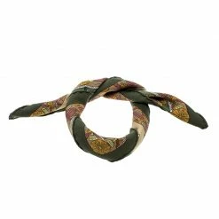 Hermes Green Printed Silk Pocket Square For Men