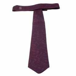 Hermes Burgundy And Blue Slub Textured Silk Jacquard Tie For Men -Deals Hermes Store luxury men hermes used accessories p142782 0003