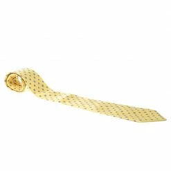 Hermes Vintage Yellow Silk Twill Chained H Chaine D'Ancre Tie For Men