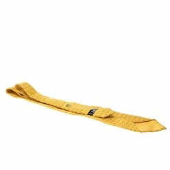 Hermes Vintage Mustard Yellow Circle Print Silk Tie For Men -Deals Hermes Store luxury men hermes used accessories p142856 0004