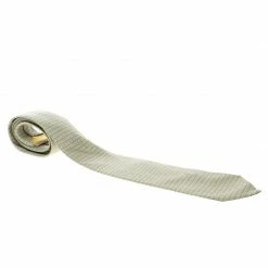 Hermes Yellow And Blue Diagonal H Printed Silk Tie For Men