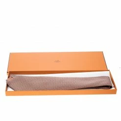 Hermes Orange Dumbbell Printed Silk Tie For Men -Deals Hermes Store luxury men hermes used accessories p143657 005