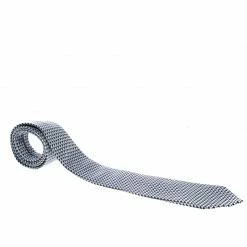 Hermes Navy Blue And White Geometric Pattern Silk Jacquard Tie For Men