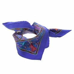 Hermes Blue Peuple Du Vent Printed Silk Pocket Square For Men
