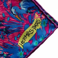 Hermes Multicolor Dans Un Jardin Anglais Printed Silk Pocket Square For Men -Deals Hermes Store luxury men hermes used accessories p145816 006