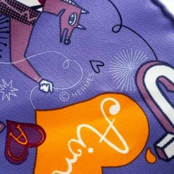 Hermes Blue Les Confessions Printed Silk Pocket Square For Men -Deals Hermes Store luxury men hermes used accessories p145875 006