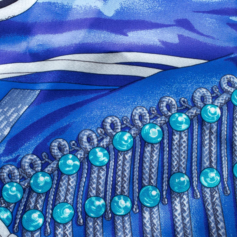 Hermes Blue Brandebourgs Military Printed Silk Pocket Square For Men 7 Hermes Blue Brandebourgs Military Printed Silk Pocket Square For Men - Image 5