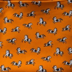 Hermes Orange Equestrian Fence Printed Silk Pocket Square For Men -Deals Hermes Store luxury men hermes used accessories p145881 0004