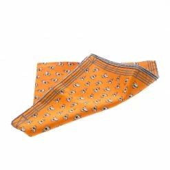 Hermes Orange Equestrian Fence Printed Silk Pocket Square For Men -Deals Hermes Store luxury men hermes used accessories p145881 0005