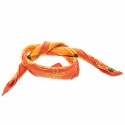 Hermes Orange Brandebourgs Military Printed Silk Pocket Square For Men