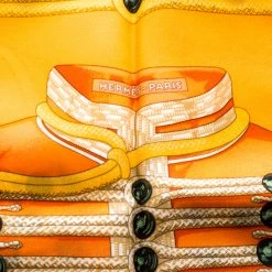 Hermes Orange Brandebourgs Military Printed Silk Pocket Square For Men -Deals Hermes Store luxury men hermes used accessories p145919 0006