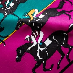 Hermes Multicolor Striped Equestrian Horse Race Print Silk Pocket Square For Men -Deals Hermes Store luxury men hermes used accessories p145926 0005