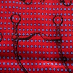 Hermes Red And Blue Mors De Selle Printed Polka Dotted Silk Pocket Square For Men -Deals Hermes Store luxury men hermes used accessories p145937 004