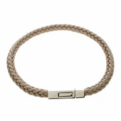 Hermes Joker Beige Swift Leather Palladium Plated Bracelet 19cm For Men -Deals Hermes Store luxury men hermes used accessories p146284 004