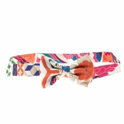 Hermes Multicolor Floral Printed Silk Narrow Bow Tie For Men