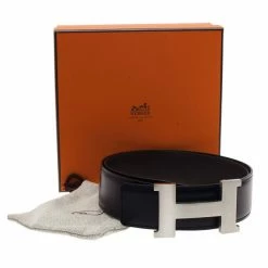 Hermes Black Leather H Buckle Belt 80CM For Men -Deals Hermes Store luxury men hermes used accessories p1486 006