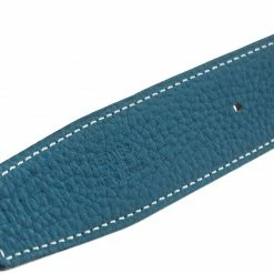 Hermes Hermès Black/Blue Leather Reversible Silver Metal Finished H Buckle Belt 105 CM For Men -Deals Hermes Store luxury men hermes used accessories p149858 005