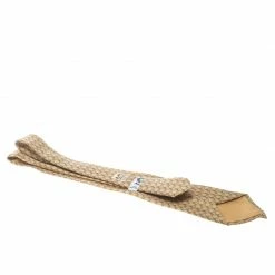 Hermes Vintage Pale Yellow Interlocked Chain Link Print Silk Tie For Men -Deals Hermes Store luxury men hermes used accessories p161663 004