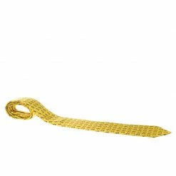 Hermes Yellow Skate Boy Printed Silk Tie For Men
