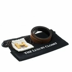 Hermes Hermès Black/Brown Leather Reversible Gold Grooved Finished H Buckle Belt 95cm For Men -Deals Hermes Store luxury men hermes used accessories p169286 006
