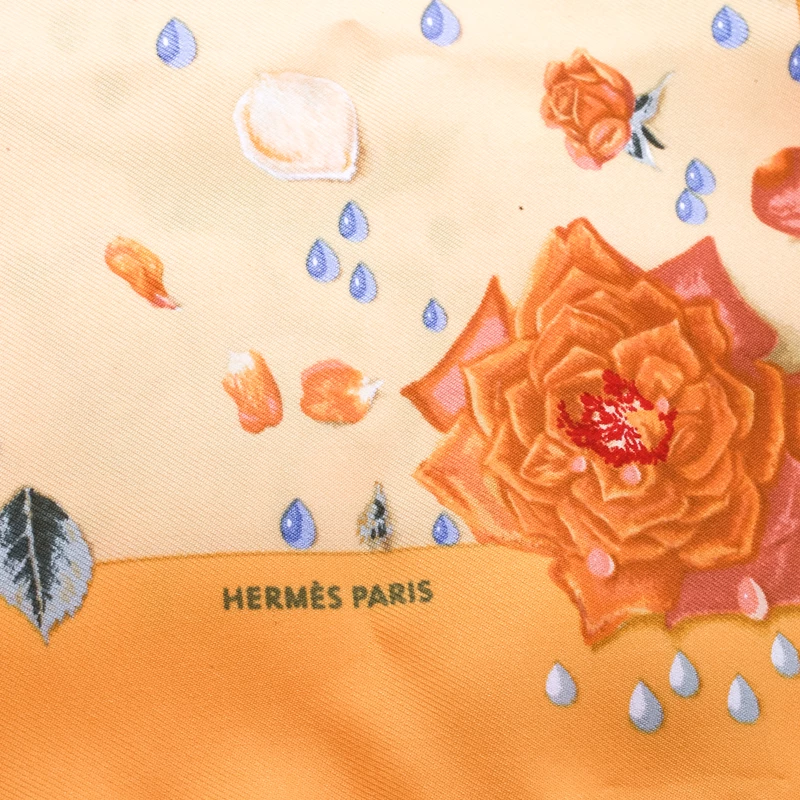 Hermes Yellow Floral Printed Silk Pocket Square For Men 7 Hermes Yellow Floral Printed Silk Pocket Square For Men - Image 5