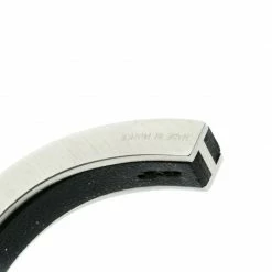 Hermes Black Leather Silver Tone Open Cuff Bracelet For Men -Deals Hermes Store luxury men hermes used accessories p174409 002