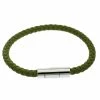 Hermes Goliath Green Woven Leather Palladium Plated Bracelet For Men