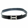 Hermes Hermès Black/Blue Leather Reversible Silver Hammered Finished H Buckle Belt 90cm For Men