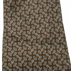 Hermes Grey And Brown Chain Link Pattern Printed Silk Tie For Men -Deals Hermes Store luxury men hermes used accessories p208221 004