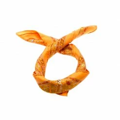 Hermes Orange Peuple Du Vent Printed Silk Pocket Square For Men -Deals Hermes Store luxury men hermes used accessories p208543 003