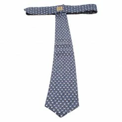 Hermes Vintage Navy Blue Honeycomb Pattern Silk Tie For Men -Deals Hermes Store luxury men hermes used accessories p208909 001