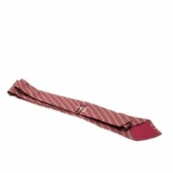 Hermes Berry Pink Silk Equestrian Printed Tie For Men -Deals Hermes Store luxury men hermes used accessories p209611 002