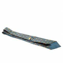 Hermes Blue Silk Circus Elephant And Mouse Print Tie For Men -Deals Hermes Store luxury men hermes used accessories p209887 002