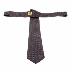 Hermes Navy Blue Red Rope Geometric Print Silk Tie For Men -Deals Hermes Store luxury men hermes used accessories p210166 003