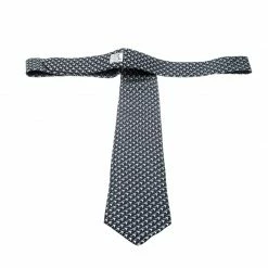Hermes Navy Blue Aeroplanes And Swallows Print Silk Tie For Men -Deals Hermes Store luxury men hermes used accessories p211055 003