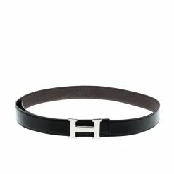 Hermes Black Leather H Buckle Reversible Belt 95CM For Men