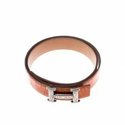 Hermes Orange Crocodile And Swift Leather Constance 2 Guillochee Finish H Buckle Belt 85CM For Men -Deals Hermes Store luxury men hermes used accessories p213228 007