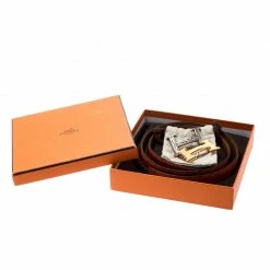 Hermes Orange Crocodile And Swift Leather Constance 2 Guillochee Finish H Buckle Belt 85CM For Men -Deals Hermes Store luxury men hermes used accessories p213228 009